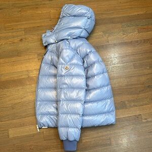 Light blue Moncler puffer jacket